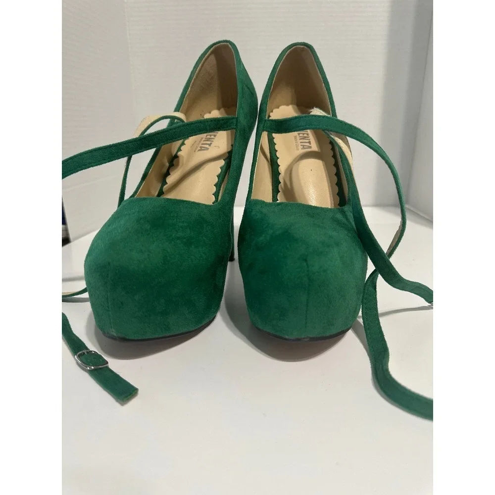 Platform Heels Emerald Green Ankle Strap Stiletto‎ Pumps Shoes